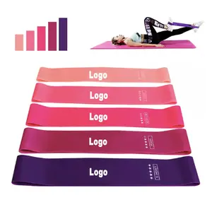 Pink Color Custom Logo 5 Elastic Latex Free Mini Loop Yoga Gym Workout Exercise Bands