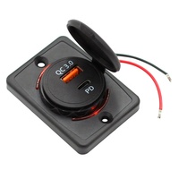 Chargeur de voiture USB double Type-C QC 3.0 et PD 48W à montage en surface pour panneau, 12V/24V CC