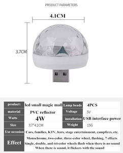 Pequeña Luz Mágica de Discoteca con Activación por Sonido, 7 Colores, Decoración para Fiestas, Bola de Discoteca USB, Luces de Discoteca LED - Product Image 5
