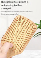 Brosse à cheveux en bambou naturel personnalisable avec logo, unisexe, à dents larges, coussin d'air, pour massage du cuir chevelu, usage domestique, vente en gros