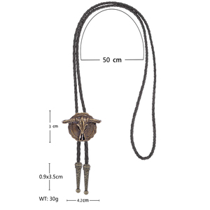 Produits les plus vendus : Collier Bolo Tie en métal circulaire en forme de tête de taureau de <span class=keywords><strong>cowboy</strong></span> western avec pendentif en cuir style country - Product Image 4