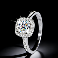 Bague de Fiançailles et de Mariage pour Femme en Argent S925 avec Moissanite GRA 1CT 3CT Taille Princesse Carrée, Vente en Gros Usine, Gravure Laser Gratuite