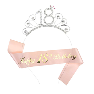 Nicro Nuevo Diseño, Corona de Reina para Fiesta de <span class=keywords><strong>Cumpleaños</strong></span>, Corona de Tiara con Brillantina Rosa y Pedrería para Niña, Conjunto de Corona y Banda para Adultos - Product Image 4