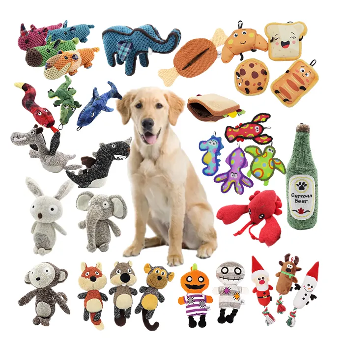 Pet Products No Stuffing Soft Stuffed Custom Dog Plush Toys Indestructible Tough Squeaky Dog Chew Toys For Large Medium