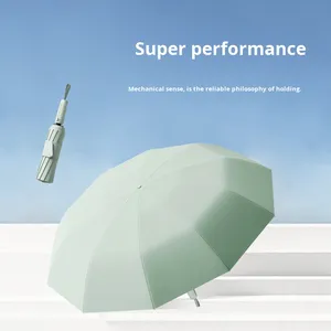 Parapluie de luxe à ouverture automatique, pliable en 3 sections, 10 baleines, imperméable et anti-retour pour hommes et femmes - Product Image 2