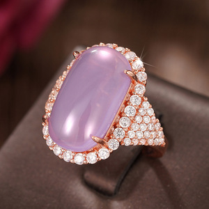 T0886 Anello di Lusso in Oro Rosa con Diamanti, Gioiello da Matrimonio per Donna, Pietre Laterali Naturali, Design Elegante - Product Image 6