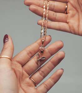 Collier en or pur 999.9, pendentif <span class=keywords><strong>à</strong></span> fleur de Rose séchée, en argent - Product Image 5