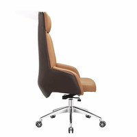 Chaise de bureau de direction haut de gamme en cuir, avec structure en alliage d'aluminium, siège pivotant inclinable et base fixe à cinq étoiles