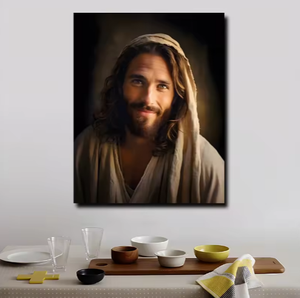 Atacado Sorridente Jesus Lona Pintura Jesus Arte Cristã <span class=keywords><strong>Wall</strong></span> Art Pastor Presente Jesus Retrato Igreja Decoração - Product Image 3