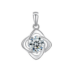 999 collier en argent pur lumière luxe Simple niche trèfle à quatre feuilles pendentif forme géométrique Zircon bijoux fins pour les femmes - Product Image 1