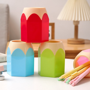 Colorful Hexagonal Plastic Pen Holder <b>Large</b> Capacity <b>Desk</b> Storage For Student Office Use - Product Image 2