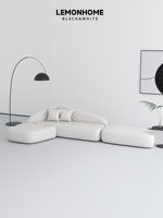 Canapé d'angle en bois en forme de L, style minimaliste moderne, pour grands salons, showrooms, halls d'accueil et salons de beauté - Conçu par des designers