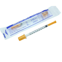 Seringue à insuline jetable pour animaux 0,5 ml 1 ml 30G 31G Aiguille stérile pour diabétiques