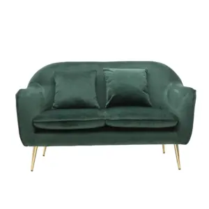 Com Metal Alta Qualidade Requintado Moderno Simples Veludo Verde Tecido Contemporâneo Loveseat Livinroom Móveis Sofá Seccional