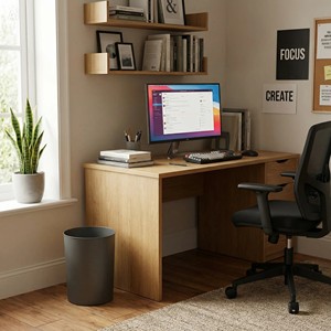 Cestino per rifiuti da scrivania da 11 litri. Cestino per rifiuti in plastica DENOX bianco nero - Product Image 2