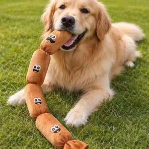 Juguete de peluche para perros con forma de salchicha, 4 secciones, con sonido al pulsar, entretenimiento para mascotas en interiores, para perros pequeños y medianos - Product Image 2