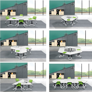 Mesa de Entrenamiento Plegable Huayi, Escritorio de Oficina Móvil, Muebles Modulares para Aula, Material de Panel con Bordes de PVC, Modelo 1915 - Product Image 4