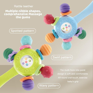 En gros Jouets hochets pour bébé, Balle <span class=keywords><strong>Manhattan</strong></span> Atom sonore, Anneau de dentition pour bébé, Jouet sensoriel tactile, Anneau de dentition, Bâtonnet de grattage manuel - Product Image 2