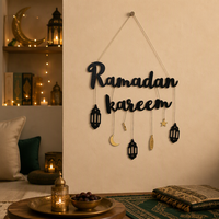 Dekorasi Gantungan Dinding Kayu Ramadan Kareem untuk Festival Muslim Islam dan Pesta