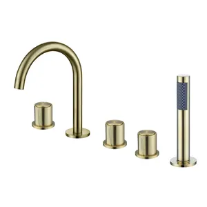 Alta qualidade Matt Gold 5 Hole Hand Shower Pull Down Faucet para banheira autônoma