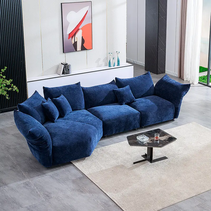 Итальянский дизайн креативный синий цветочный тканевый бархатный диван для дома и виллы для гостиной угловой диван для отдыха