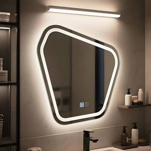 Asymmetrical Irregular Smart Bathroom Mirror Bluetooth Waterproof LED Art Deco Design Touch <b>Switch</b> Wall-Mounted Eco-Friendly - Product Image 1
