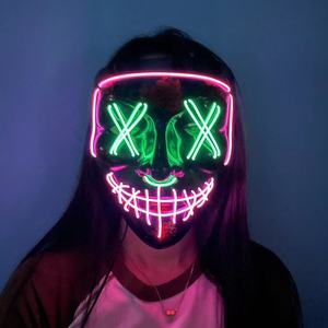 Máscara LED <span class=keywords><strong>de</strong></span> PVC con Luz, Máscara <span class=keywords><strong>de</strong></span> Purge, Disfraz <span class=keywords><strong>de</strong></span> <span class=keywords><strong>Halloween</strong></span> con Función Multiluz Intermitente para Festivales, Carnavales y Fiestas - Product Image 5