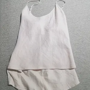 2022 novo design de 100% linho plain sólidos Mulher loungewear rosa sexy pijama de linho puro linho shorts conjuntos singlet - Product Image 4