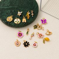 Hoogwaardige Groothandel 18K Vergulde Roestvrij Staal Citroen Druif Bloem Fruit / Plant Thema Sieraden Charmes Diy Sieraden Maken