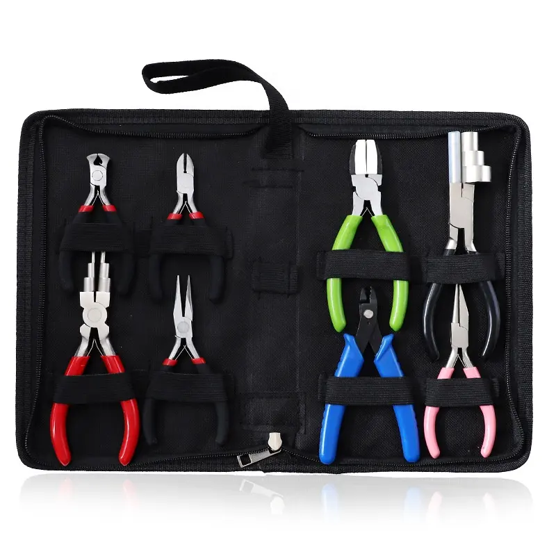 Jewelry Making Pliers Tool for Jewelry Making DIY Repair Tools Crafting Kit Multi Leatherette Carrying Case Round Pliers 8pcs