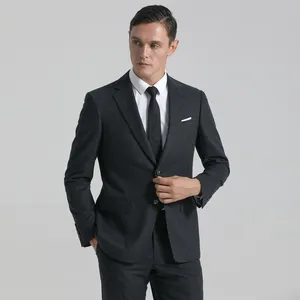 Calça de terno masculina feita sob medida de lã de fabricante personalizado, com peito único, duas peças slim fit, moda de terno para homem