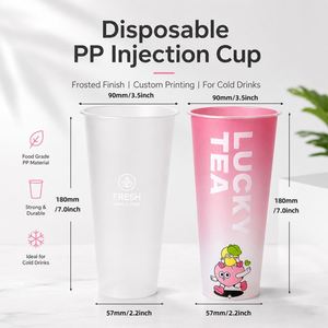 Vaso de Plástico Desechable para Catering y Eventos, PP, 90 Calibres, Pedido al por Mayor, Impresión Personalizada, Estampado Dorado, Apilable, para Té Helado - Product Image 3