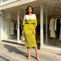 Robe plissée mi-longue élégante à col en V et manches chauve-souris perlées en tissu magique Miyaki 2026, grande taille, pour femme, idéale pour les fêtes et le quotidien