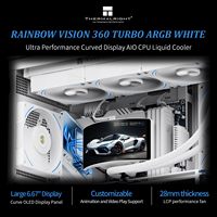 Ventiladores de enfriamiento líquido Thermalright Rainbow Vision Turbo blanco 360mm ARGB 6.67 'pantalla curva Cpu Aio Cooler