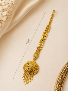 Compre Maang Tikka Chapado en Oro de 24 Quilates para Mujer, Joyería Tradicional para la Frente, para Bodas Étnicas y Eventos Festivos - Product Image 4