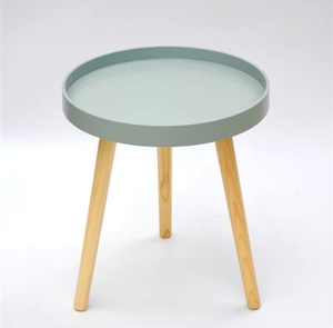 Tavolino da Salotto <span class=keywords><strong>Verde</strong></span> con Vassoio Rotondo, Tavolini da Caffè Multifunzionali in Legno e <span class=keywords><strong>Plastica</strong></span>, Tavolino da Divano per Camera da Letto - Product Image 3