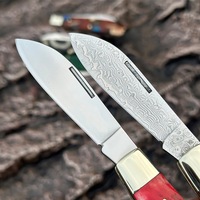 Couteau pliant AH4R2 avec manche en os naturel ou en bois de cerf, couteau de poche vintage à lames multiples en acier, couteau de camping EDC