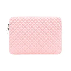 Fashion Diamond Padded Schokbestendig Waterdicht Computer Case Pluizige Voering Draagtas 14 Inch Laptop Sleeve