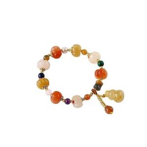 Chinese Style Natural <b>Gold</b> Jade Pumpkin Beads <b>Beaded</b> <b>Bracelets</b> for Women Lady Gourd Pendant <b>Bracelet</b> Female Fine Jewelry - Product Image 5