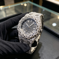 Montre mécanique automatique de luxe pour homme, cristal saphir, aiguilles entièrement serties de diamants VVS Moissanite, bracelet en acier inoxydable, style Hip Hop