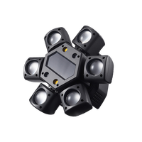 Luz Móvil Profesional de 80W MINI SIX ARMED con 12x3W LED Ra90 1000 Lúmenes, Modo Maestro-Esclavo DMX512 para DJ, Discoteca, Eventos, Bodas