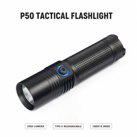 Lampe torche LED P50 1000 lumens, étanche IP65, à focalisation fixe, en alliage d'aluminium, tactique, pour le camping et les activités de plein air