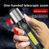Linterna LED Táctica Telescópica Multifuncional P50 de 1000 Lúmenes, Zoom Ajustable, ABS, IP55, Distancia de Haz de 0-200M, USB Tipo-C
