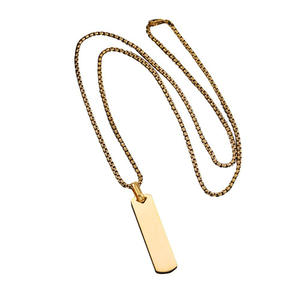 Customizable Anti Tarnish Stainless Steel Bar Necklace Gold Plated Waterproof <strong>Chains</strong> for Women and Men Trendy Engraved Design - Product Image 2