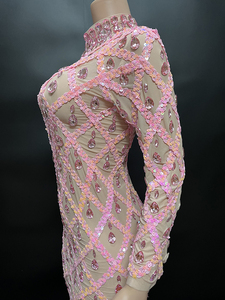 Produits NOVANCE Dropshipping <span class=keywords><strong>Robe</strong></span> rose en maille <span class=keywords><strong>nude</strong></span> avec diamants brillants Robes longues de <span class=keywords><strong>demoiselle</strong></span> <span class=keywords><strong>d</strong></span>'<span class=keywords><strong>honneur</strong></span> élégantes pour soirée - Product Image 3