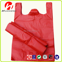 Sacs de courses en T-shirt recyclé MDPE, sacs en plastique noirs en forme de T-shirt, sacs en T-shirt réutilisables en LDPE, sacs plastiques noirs