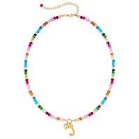Collar con colgante de letra inicial, colorido, con cuentas, joyería de verano, regalo para mujer, collar gargantilla con corazón y letra inicial en burbuja