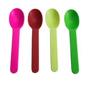 Plastic Colorful Plastic Spoons Disposable Heavy Weight Dessert Salad Eco Friendly Pp Yogurt Spoon