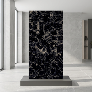 Casa Black 600x1200mm Glossy Marble Look Porcelain Floor and Wall Tiles Premium Surface Finish - Product Image 3