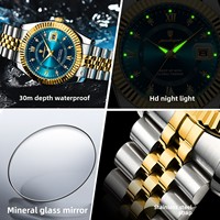 Montre à quartz de luxe pour homme, OEM personnalisée, en acier inoxydable, résistante à l'eau 30M, lumineuse, avec logo client, vente en gros pour cadeau